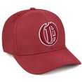 thumbnail image 1 of Daxton Premium Mid Profile Hat Semi Curved Visor Red Cap White Red Gothic Embroidered, Letter O, 1 of 4