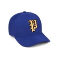 thumbnail image 1 of Daxton Premium Mid Profile Hat Semi Curved Visor Royal Cap Black Gold Gothic Embroidered, Letter P, 1 of 4