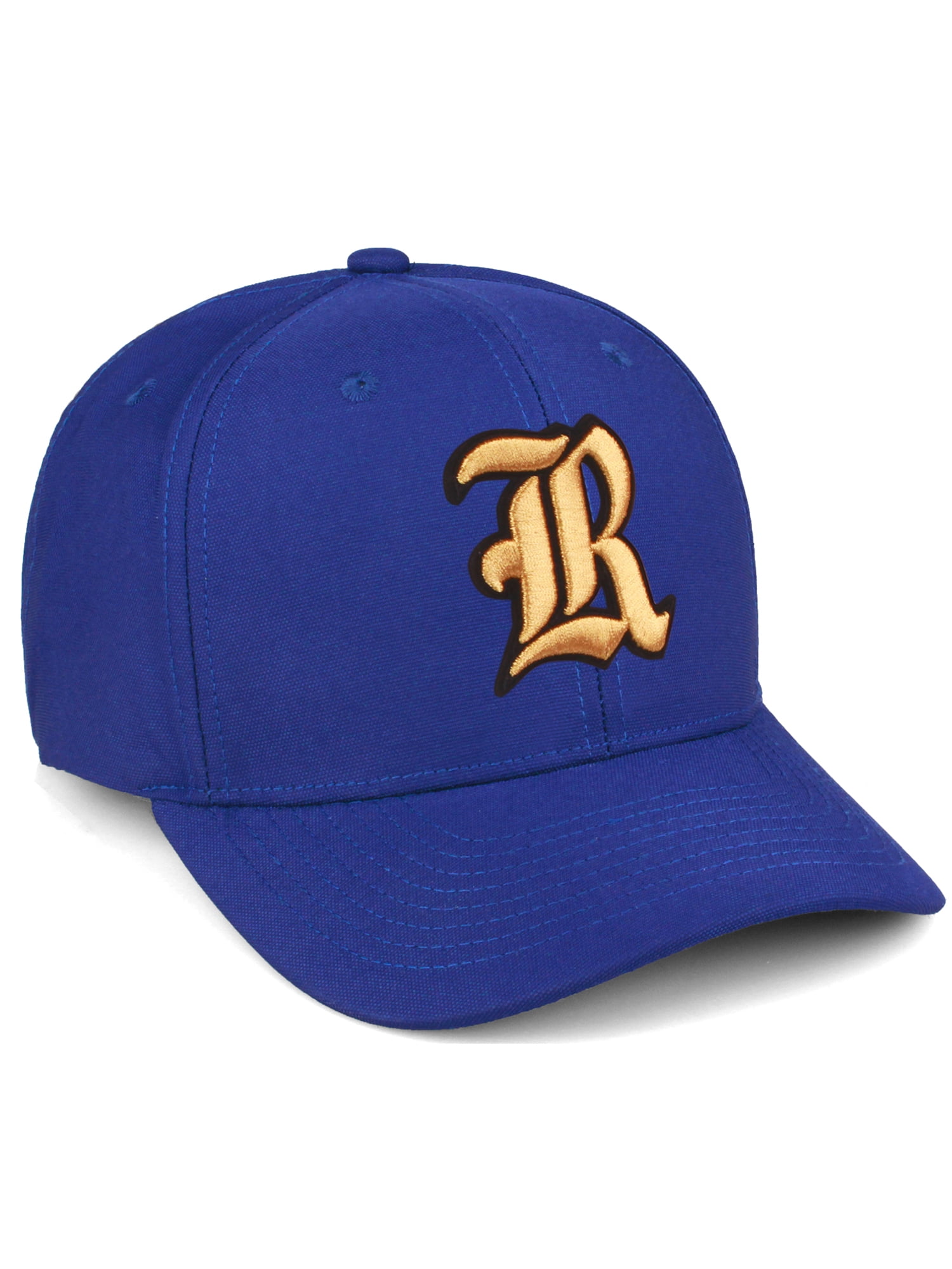 Rocking R Hat Daxton Premium Mid Profile Hat Semi Curved Visor Royal Cap Black Gold ...