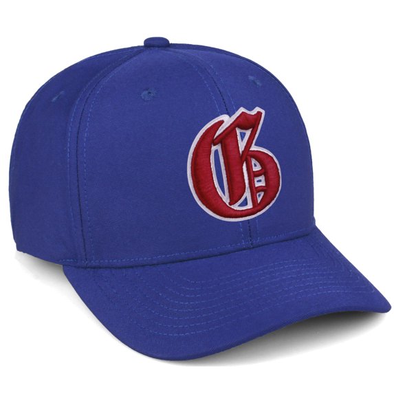 Daxton Premium Mid Profile Hat Semi Curved Visor Royal Cap White Red Gothic Embroidered, Letter G