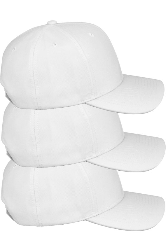 Premium Mid Profile Hat Semi Curved Visor Structured Cap 3 Pack - White,White,White