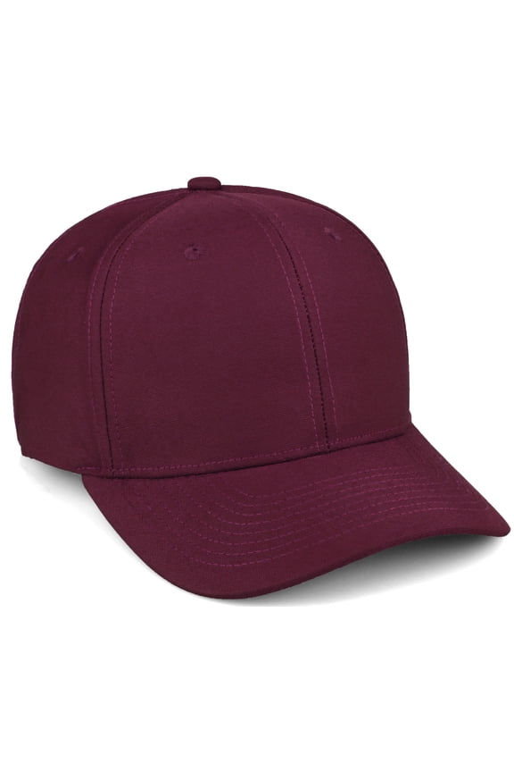 Premium Mid Profile Hat Semi Curved Visor Structured Cap, Burgundy