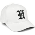 thumbnail image 1 of Daxton Premium Mid Profile Hat Semi Curved Visor White Cap White Black Gothic Embroidered, Letter U, 1 of 4