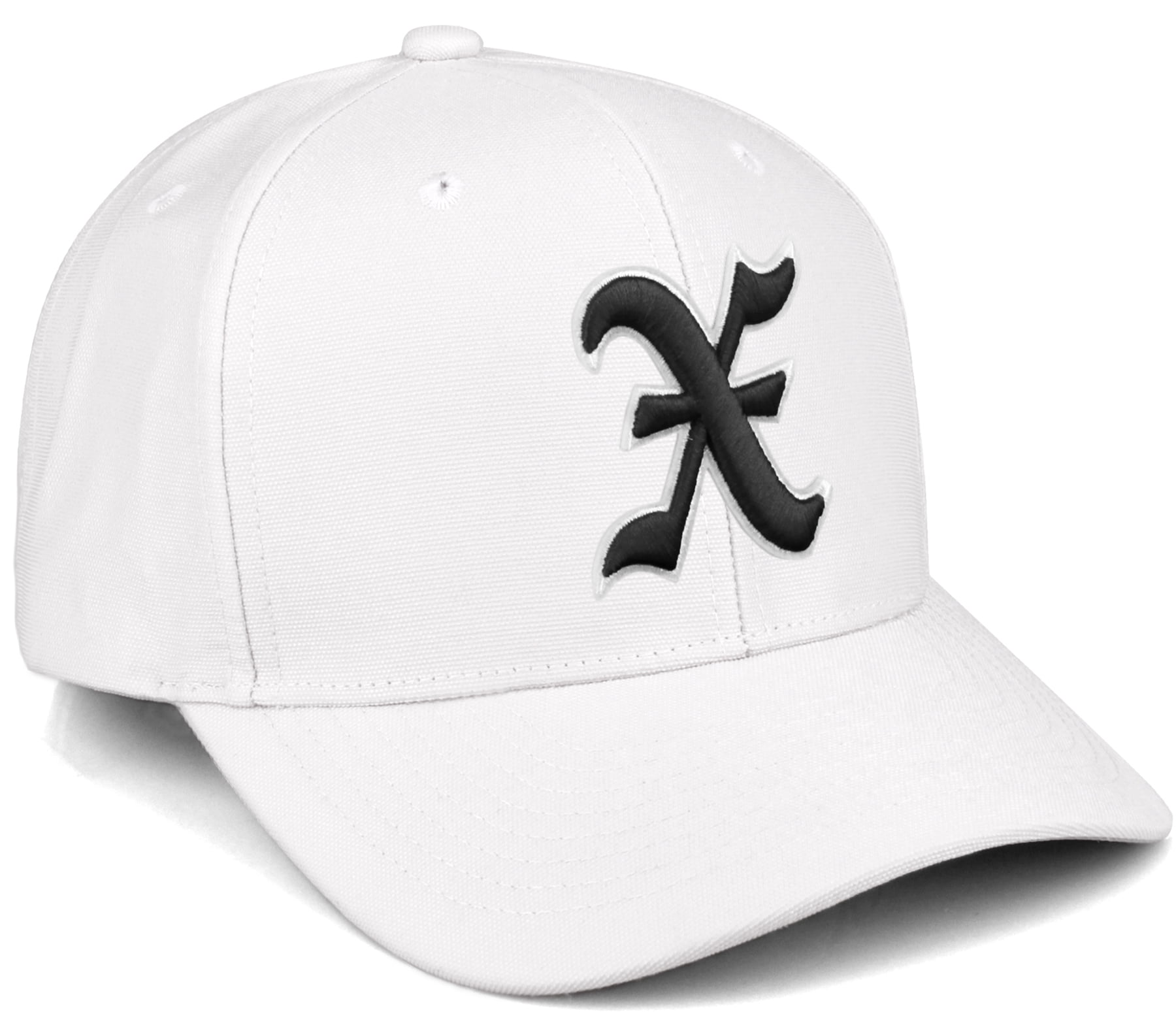 X Hat Daxton Premium Mid Profile Hat Semi Curved Visor White Cap White Black ...