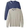 thumbnail image 1 of Daxton Premium Montana Men Long Sleeves T Shirt Ultra Soft Medium Weight Cotton, 2Pk HthNavy White Oat Navy Medium, 1 of 6