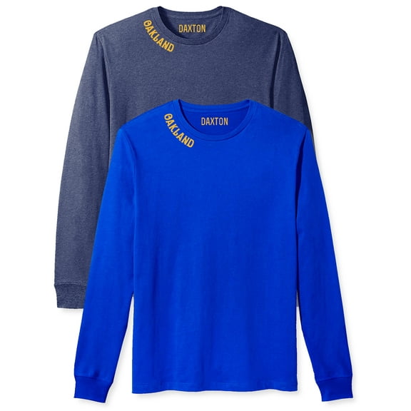 Daxton Premium Oakland Men Long Sleeves T Shirt Ultra Soft Medium Weight Cotton, 2Pk HNavy Gold Royal Gold XS