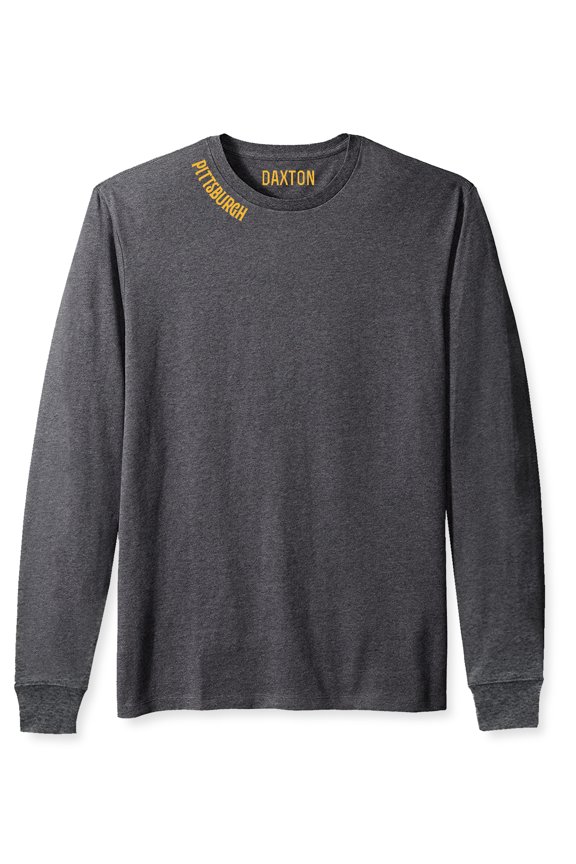 Premium Pittsburgh Men Long Sleeves T Shirt Ultra Soft Medium Weight Cotton, HCharcoal Tee Gold Letters 3XL