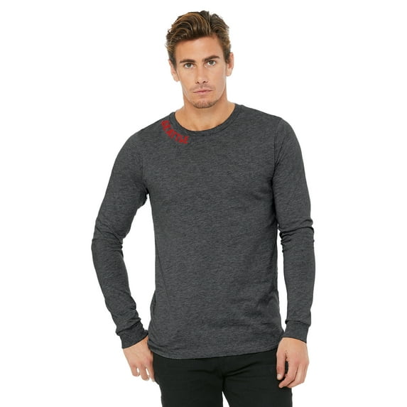 Daxton Premium Seattle Men Long Sleeves T Shirt Ultra Soft Medium Weight Cotton, HCharcoal Tee Red Letters Medium