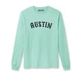 thumbnail image 1 of Daxton Retro Austin Arch Font Long Sleeves T Shirt Soft Medium Weight Cotton, Mint Tee Black Font, M, 1 of 2