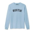 thumbnail image 1 of Daxton Retro Austin Arch Font Long Sleeves T Shirt Soft Medium Weight Cotton, Sky Tee Black Font, L, 1 of 2