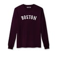 thumbnail image 1 of Daxton Retro Boston Arch Font Long Sleeves T Shirt Soft Medium Weight Cotton, Plum Tee White Font, 3XL, 1 of 2