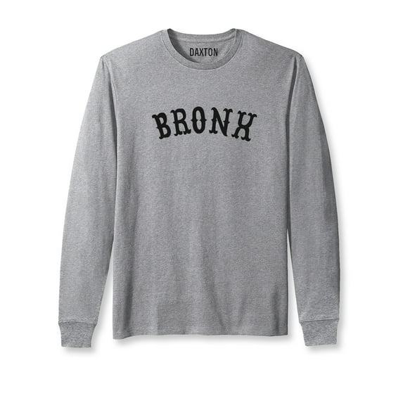 Daxton Retro Bronx Arch Font Long Sleeves T Shirt Soft Medium Weight Cotton, Hgray Tee Black Font, XS