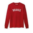 thumbnail image 1 of Daxton Retro Bronx Arch Font Long Sleeves T Shirt Soft Medium Weight Cotton, Red Tee White Font, XS, 1 of 2