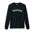 thumbnail image 1 of Daxton Retro California Arch Font Long Sleeves TShirt Soft Medium Weight, Black Tee White Font, XS, 1 of 2