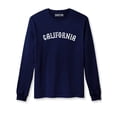thumbnail image 1 of Daxton Retro California Arch Font Long Sleeves TShirt Soft Medium Weight, Navy Tee White Font, M, 1 of 2