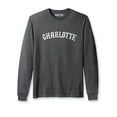 thumbnail image 1 of Daxton Retro Charlotte Arch Font Long Sleeves TShirt Soft Medium Weight, Heather Charcoal Tee White Font, S, 1 of 2