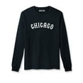 thumbnail image 1 of Daxton Retro Chicago Arch Font Long Sleeves T Shirt Soft Medium Weight Cotton, Black Tee White Font, S, 1 of 2