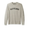thumbnail image 1 of Daxton Retro Cleveland Arch Font Long Sleeves TShirt Soft Medium Weight Cotton, Oat Tee Black Font, S, 1 of 2