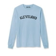 thumbnail image 1 of Daxton Retro Cleveland Arch Font Long Sleeves TShirt Soft Medium Weight Cotton, Sky Tee Black Font, 1XL, 1 of 2