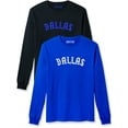 thumbnail image 1 of Daxton Retro Dallas Arch Font Long Sleeves T Shirt Soft Medium Weight Cotton, 2Pk Black Royal Royal White, XS, 1 of 5
