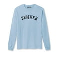 thumbnail image 1 of Daxton Retro Denver Arch Font Long Sleeves T Shirt Soft Medium Weight Cotton, Sky Tee Black Font, M, 1 of 2