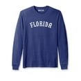 thumbnail image 1 of Daxton Retro Florida Arch Font Long Sleeves T Shirt Soft Medium Weight Cotton, Heather Navy Tee White Font, S, 1 of 2