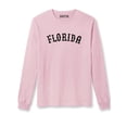 thumbnail image 1 of Daxton Retro Florida Arch Font Long Sleeves T Shirt Soft Medium Weight Cotton, Pink Tee Black Font, 1XL, 1 of 2
