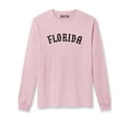 thumbnail image 1 of Daxton Retro Florida Arch Font Long Sleeves T Shirt Soft Medium Weight Cotton, Pink Tee Black Font, S, 1 of 2