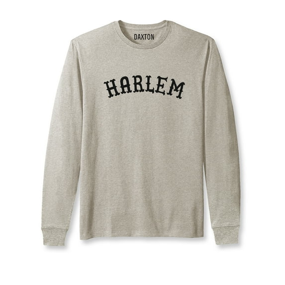 Daxton Retro Harlem Arch Font Long Sleeves T Shirt Soft Medium Weight Cotton, Oat Tee Black Font, 1XL