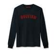 thumbnail image 1 of Daxton Retro Houston Arch Font Long Sleeves T Shirt Soft Medium Weight Cotton, Black Tee Red Font, M, 1 of 2