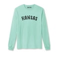 thumbnail image 1 of Daxton Retro Kansas Arch Font Long Sleeves T Shirt Soft Medium Weight Cotton, Mint Tee Black Font, L, 1 of 2