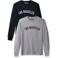 thumbnail image 1 of Daxton Retro Los Angeles Arch Font Long Sleeves TShirt Soft Medium Weight, 2Pk Black White Hgray Black, 1XL, 1 of 5