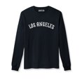 thumbnail image 1 of Daxton Retro Los Angeles Arch Font Long Sleeves TShirt Soft Medium Weight, Black Tee White Font, 3XL, 1 of 2