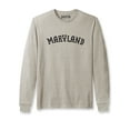thumbnail image 1 of Daxton Retro Maryland Arch Font Long Sleeves T Shirt Soft Medium Weight Cotton, Oat Tee Black Font, M, 1 of 2