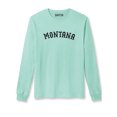 thumbnail image 1 of Daxton Retro Montana Arch Font Long Sleeves T Shirt Soft Medium Weight Cotton, Mint Tee Black Font, S, 1 of 2