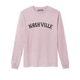 thumbnail image 1 of Daxton Retro Nashville Arch Font Long Sleeves T Shirt Soft Medium Weight Cotton, Pink Tee Black Font, L, 1 of 2