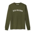 thumbnail image 1 of Daxton Retro New Orleans Arch Font Long Sleeves T Shirt Soft Weight Cotton, Olive Tee White Font, 2XL, 1 of 2