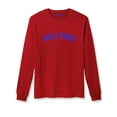 thumbnail image 1 of Daxton Retro New York Arch Font Long Sleeves T Shirt Soft Medium Weight Cotton, Red Tee Royal Font, 1XL, 1 of 2