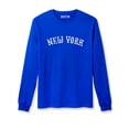 thumbnail image 1 of Daxton Retro New York Arch Font Long Sleeves T Shirt Soft Medium Weight Cotton, Royal Tee White Font, 3XL, 1 of 2