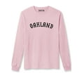 thumbnail image 1 of Daxton Retro Oakland Arch Font Long Sleeves T Shirt Soft Medium Weight Cotton, Pink Tee Black Font, 1XL, 1 of 2