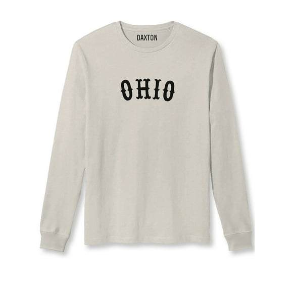Daxton Retro Ohio Arch Font Long Sleeves T Shirt Soft Medium Weight Cotton, Vintage Tee Black Font, 3XL