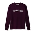 thumbnail image 1 of Daxton Retro Philadelphia Arch Font Long Sleeves T Shirt Soft Weight Cotton, Plum Tee White Font, 3XL, 1 of 2