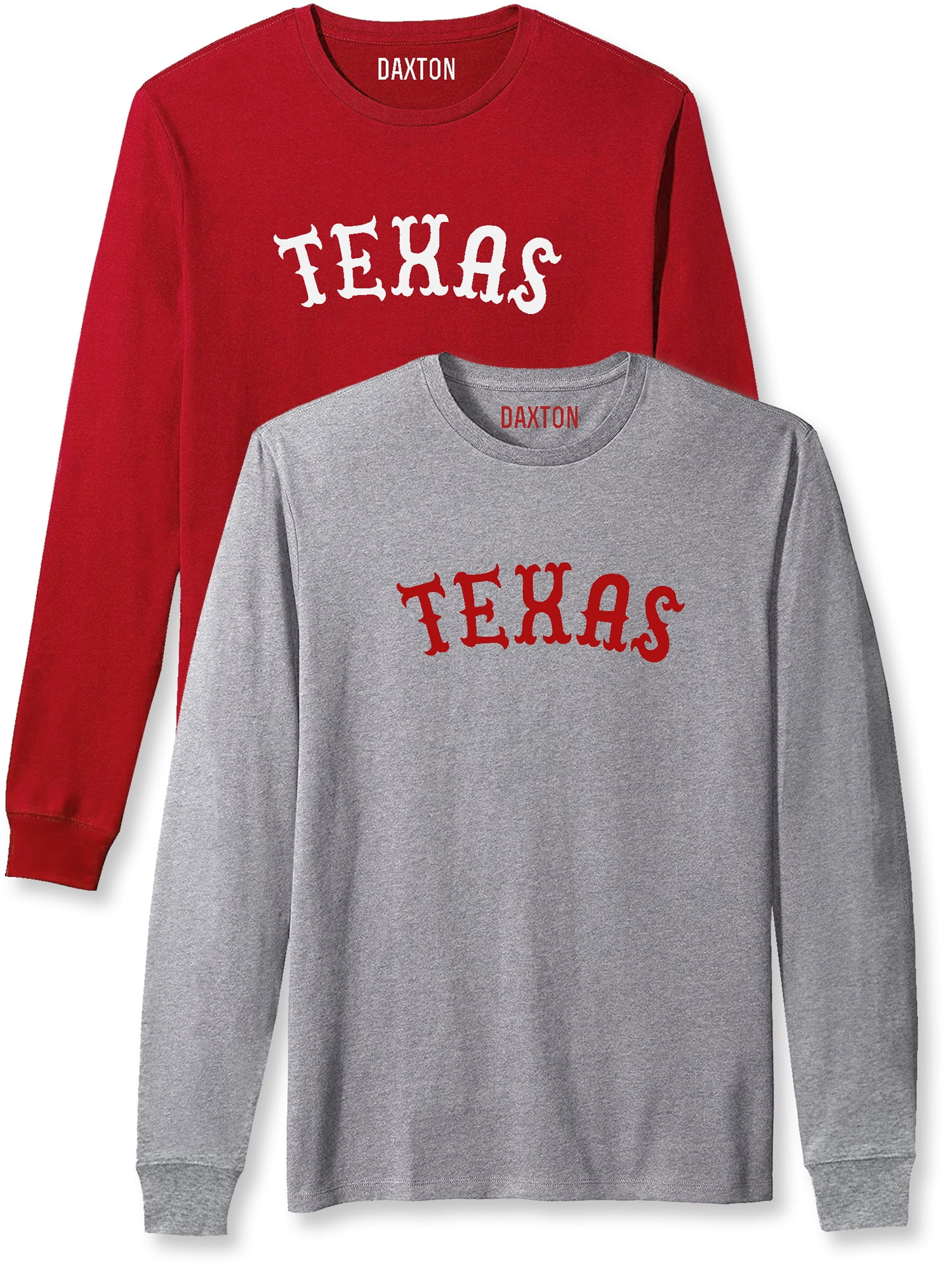 Daxton Men's Retro Detroit Arch Font Long Sleeve T-Shirt 2-Pack - Soft Medium Weight Cotton, Red & White, Medium - View #11