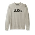 thumbnail image 1 of Daxton Retro Texas Arch Font Long Sleeves T Shirt Soft Medium Weight Cotton, Oat Tee Black Font, XS, 1 of 2