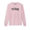 thumbnail image 1 of Daxton Retro Texas Arch Font Long Sleeves T Shirt Soft Medium Weight Cotton, Pink Tee Black Font, 1XL, 1 of 2
