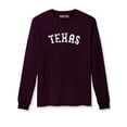 thumbnail image 1 of Daxton Retro Texas Arch Font Long Sleeves T Shirt Soft Medium Weight Cotton, Plum Tee White Font, 3XL, 1 of 2