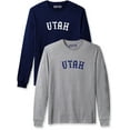 thumbnail image 1 of Daxton Retro Utah Arch Font Long Sleeves T Shirt Soft Medium Weight Cotton, 2Pk Navy White Hgray Navy, M, 1 of 5