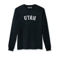 thumbnail image 1 of Daxton Retro Utah Arch Font Long Sleeves T Shirt Soft Medium Weight Cotton, Black Tee White Font, M, 1 of 2