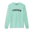 thumbnail image 1 of Daxton Retro Virginia Arch Font Long Sleeves T Shirt Soft Medium Weight Cotton, Mint Tee Black Font, M, 1 of 2
