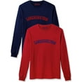 thumbnail image 1 of Daxton Retro Washington Arch Font Long Sleeves T Shirt Soft Med Weight Cotton, 2Pk Navy Red Red Navy, 3XL, 1 of 5